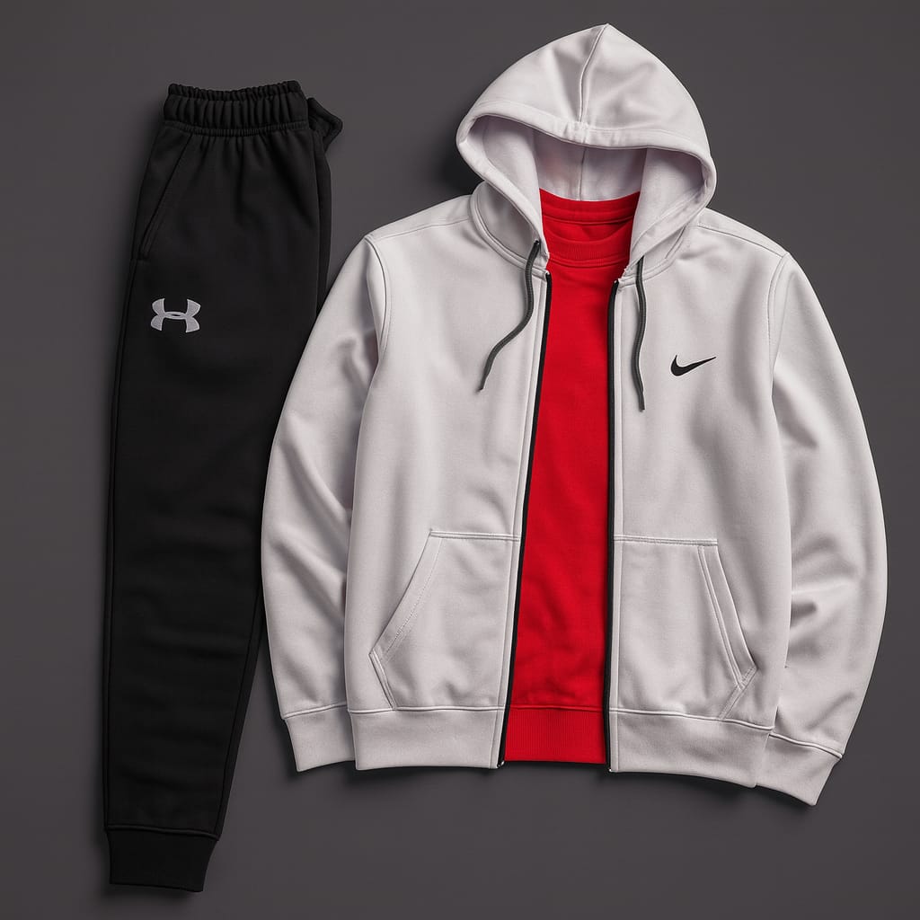 Red & White Hoodie Track Suits By Polaris