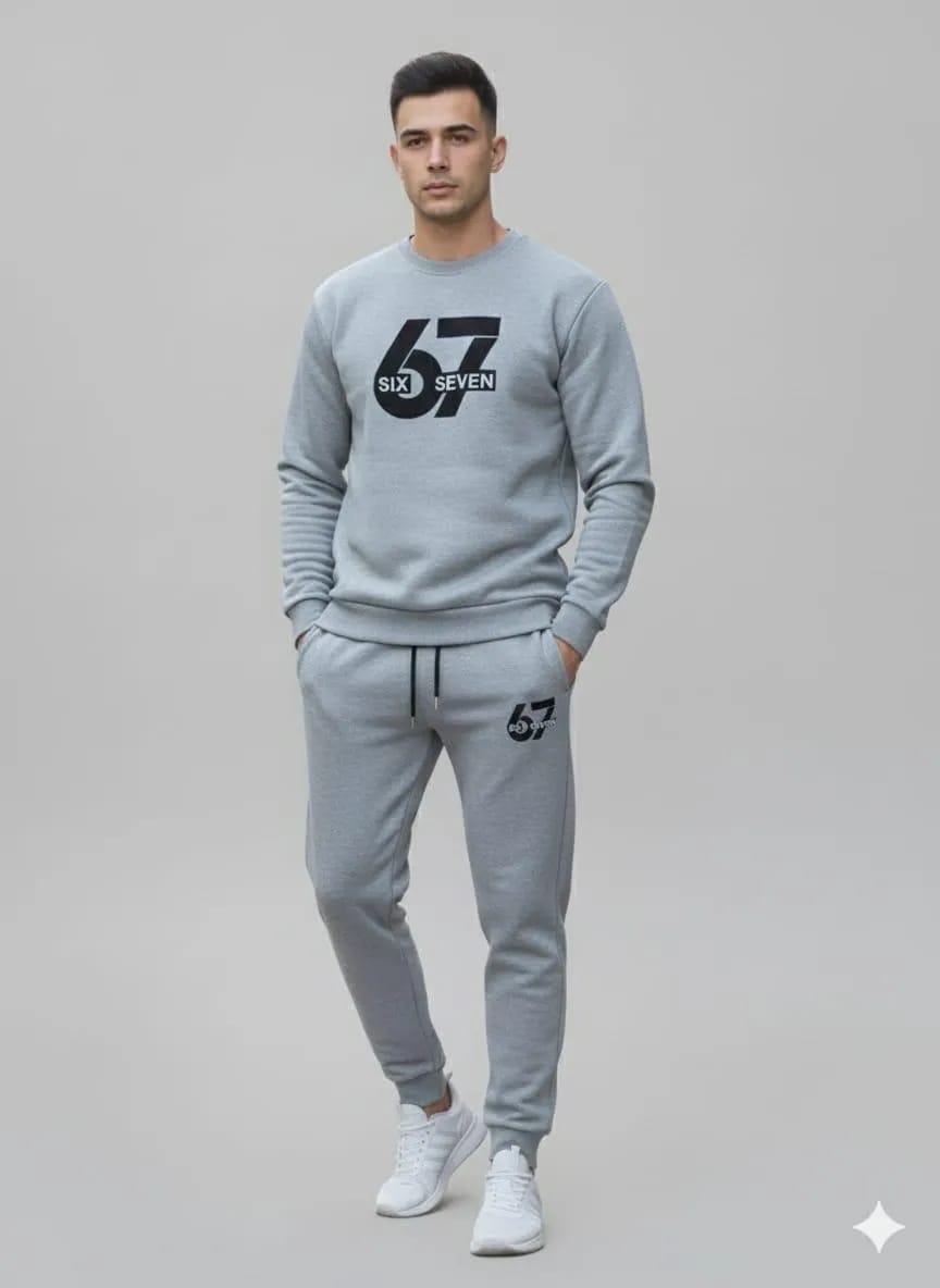 2 Pcs Trending 6 7 Men's Fleece Track Suit's
