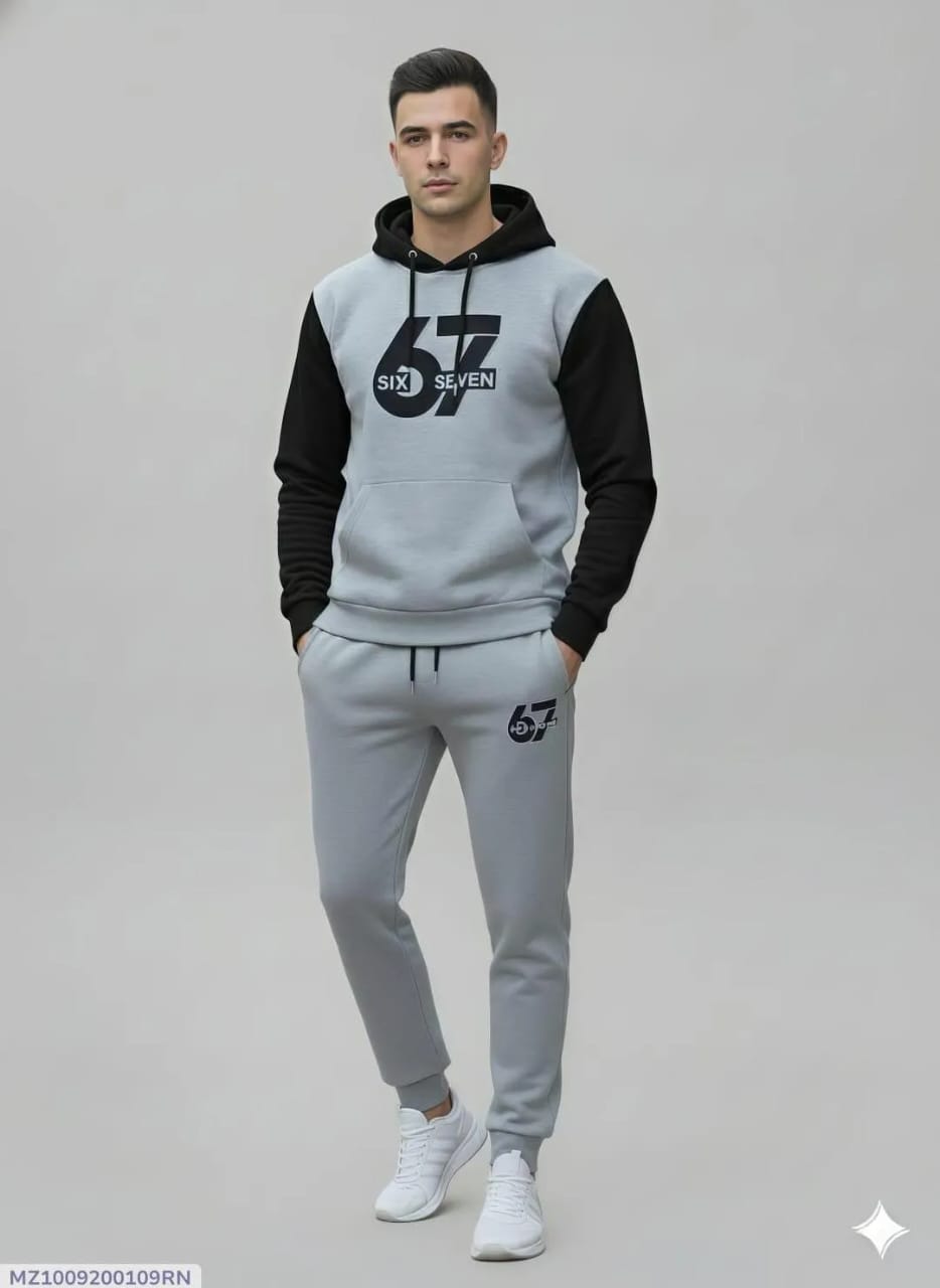 2 Pcs Trending 6 7 Men's Fleece Track Suit's