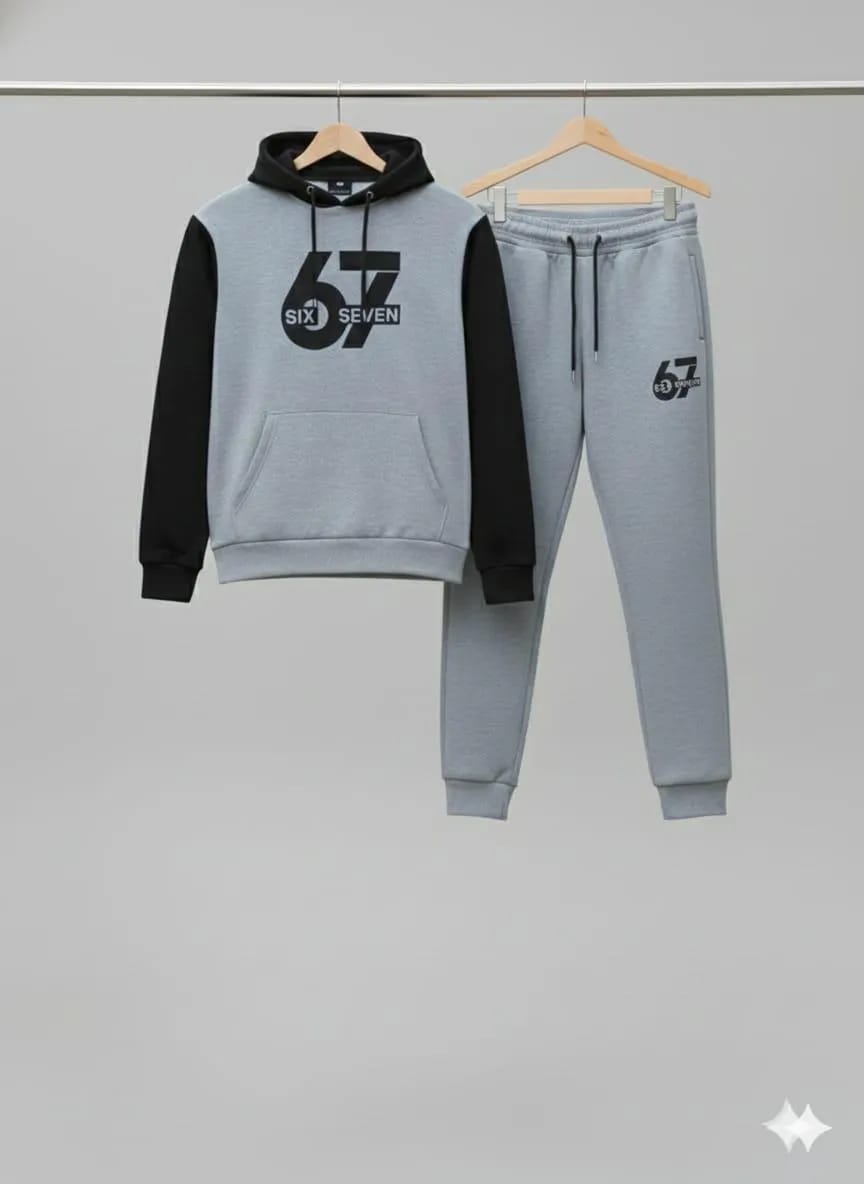 2 Pcs Trending 6 7 Men's Fleece Track Suit's